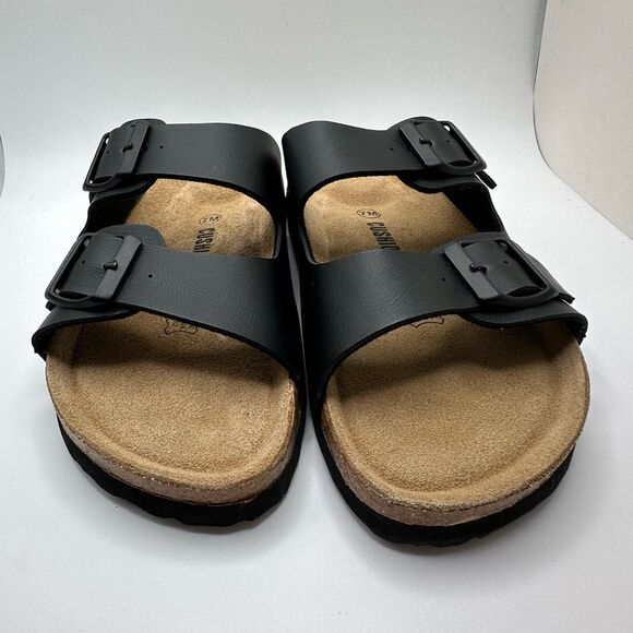 CUSHIONAIRE Women's Cork Footbed Sandal With +Comfort 7 BLACK - Picture 2 of 7